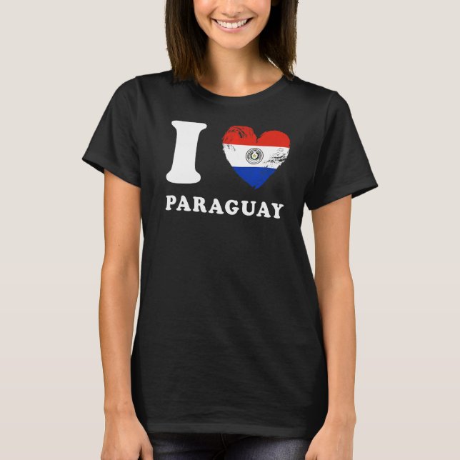 Camiseta Amo Paraguay Bandera del Corazón Paraguay (Anverso)