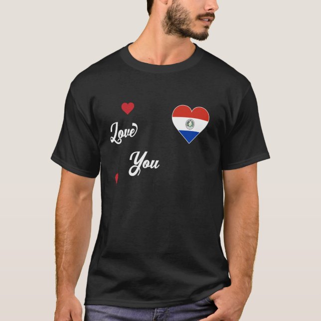 Camiseta Amo Paraguay con la bandera de Paraguay en el cora (Anverso)