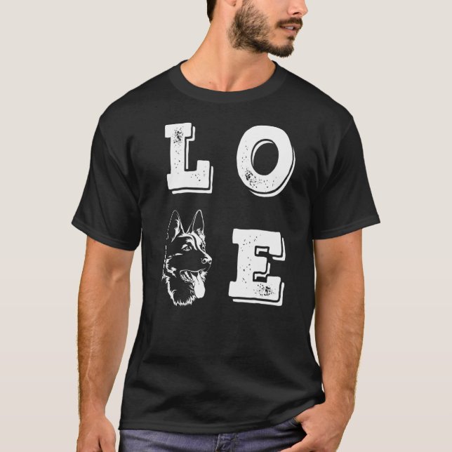 Camiseta Amo Pastor Alemán Amo Perros Perro (Anverso)