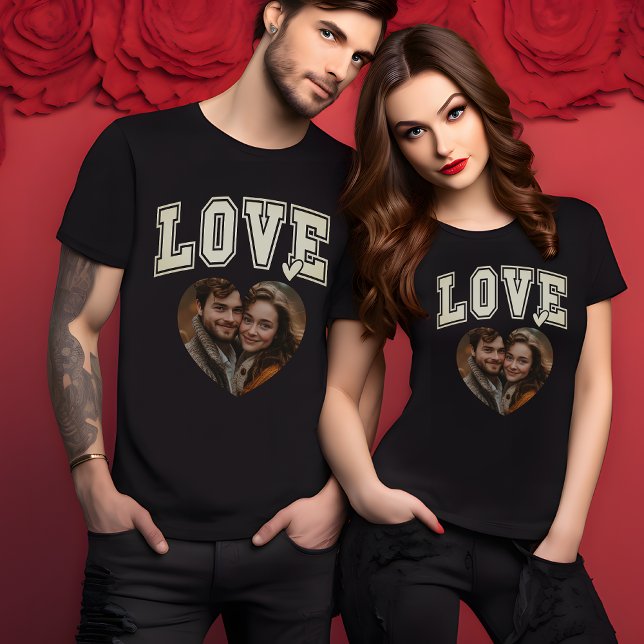 Camiseta Amo Personalizado Valentine Heart Photo mens (Loving Custom Valentine Heart Photo mens T-Shirt)