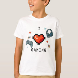 Camiseta Amo Pixel de Corazón para Niños Jugadores