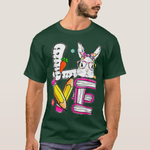 Camiseta Amo profesor de Pascua lindo conejito cara feliz P