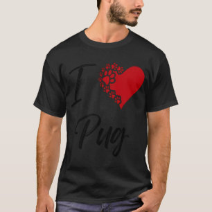 Camiseta Amo pug - Pata de pug Corazón - Amante de perro li