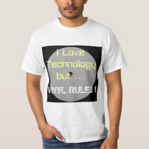 Camiseta Amo reglas de la tecnología pero del vinilo