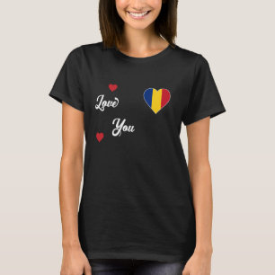Camiseta Amo Rumania con la bandera rumana en el corazón