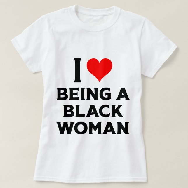 Camiseta Amo ser mujer negra corazón rojo (Diseño del anverso)