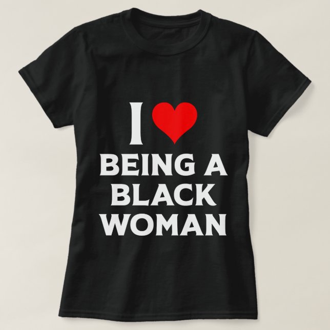 Camiseta Amo ser mujer negra corazón rojo (Diseño del anverso)