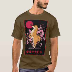 Camiseta Amo Shiba Inu Flujo japonés de flores de cerezo Sa
