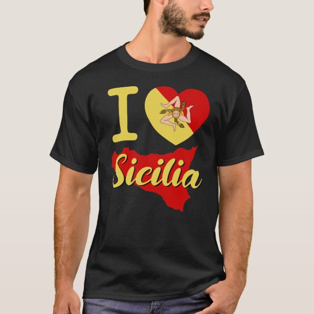 Camiseta Amo Sicilia (I Sicilia del Corazón Siciliano) (Anverso)