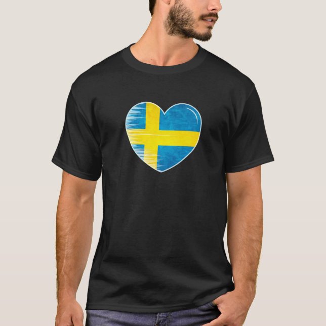 Camiseta Amo Suecia Mi hogar Mi país Corazón Suecia (Anverso)