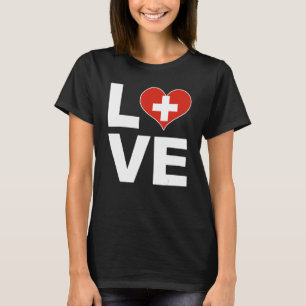 Camiseta Amo Suiza Bandera del Corazón Suiza Suiza