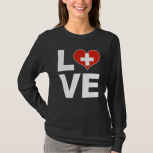 Camiseta Amo Suiza Bandera del Corazón Suiza Suiza
