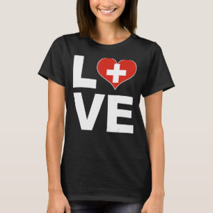 Camiseta Amo Suiza Bandera del Corazón Suiza Suiza