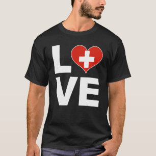 Camiseta Amo Suiza Bandera del Corazón Suiza Suiza