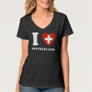 Camiseta Amo Suiza Bandera del Corazón Suiza Suiza