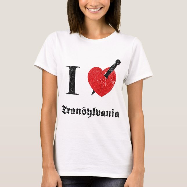 Camiseta Amo Transilvania (la fuente erosionada negro) (Anverso)