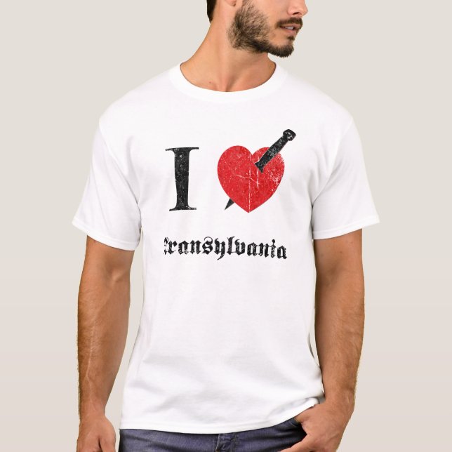 Camiseta Amo Transilvania (la fuente erosionada negro) (Anverso)