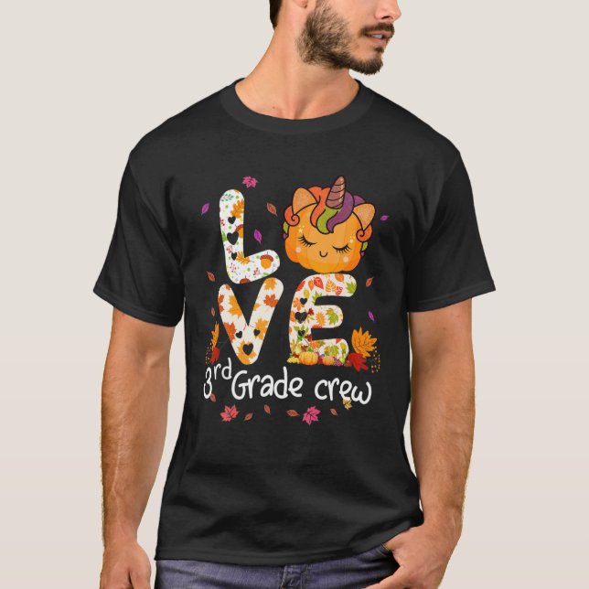 Camiseta Amo Tripulación De Tercer Grado Cute Calabaza De U (Anverso)