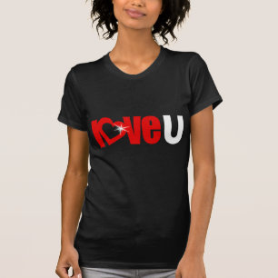 Camiseta "Amo U" destello ser mín valentina texto superior