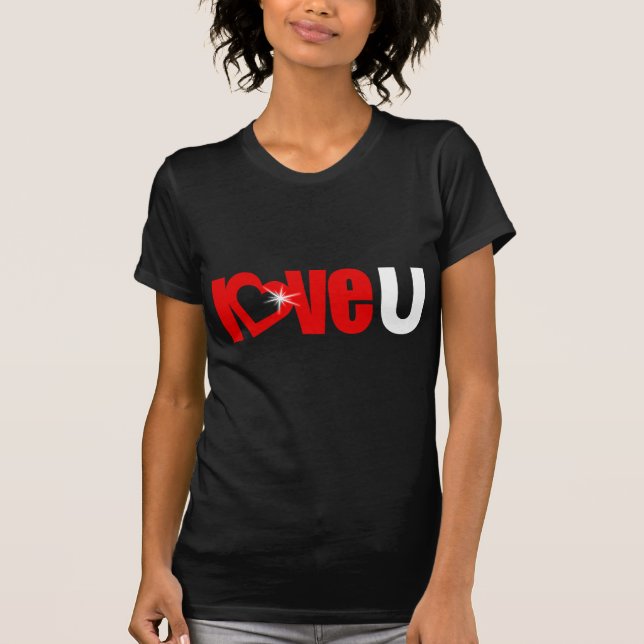 Camiseta "Amo U" destello ser mín valentina texto superior (Anverso)