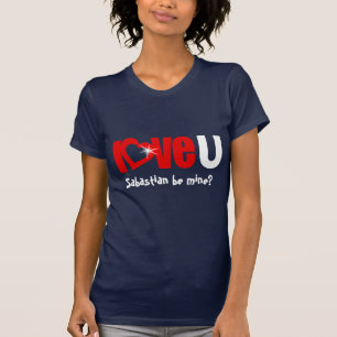 Camiseta "Amo U" nombre ser mío chispeante texto de corazón