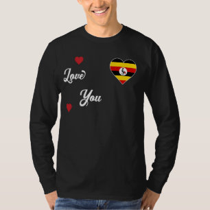 Camiseta Amo Uganda con bandera ugandesa en el corazón