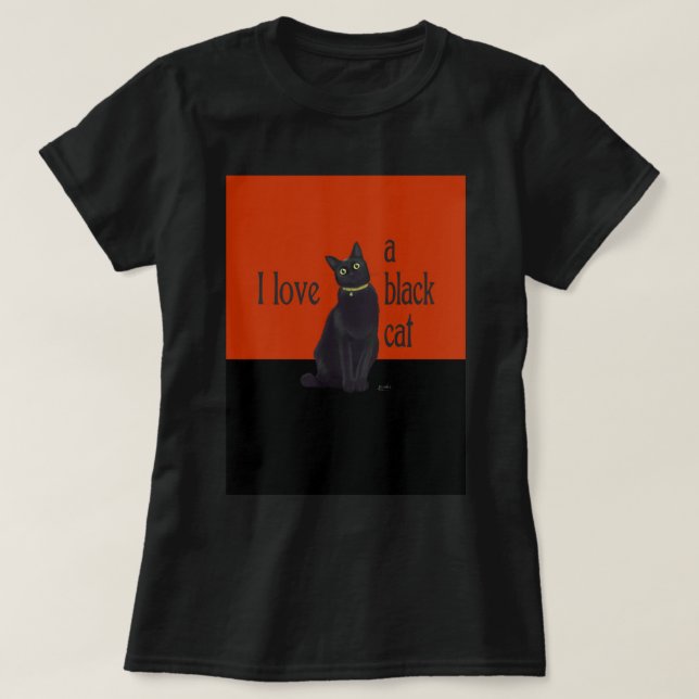 Camiseta Amo un gato negro (Diseño del anverso)