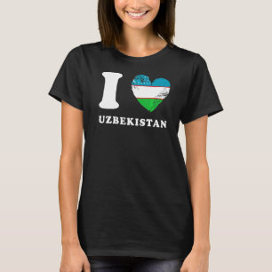 Camiseta Amo Uzbekistán con bandera cardíaca