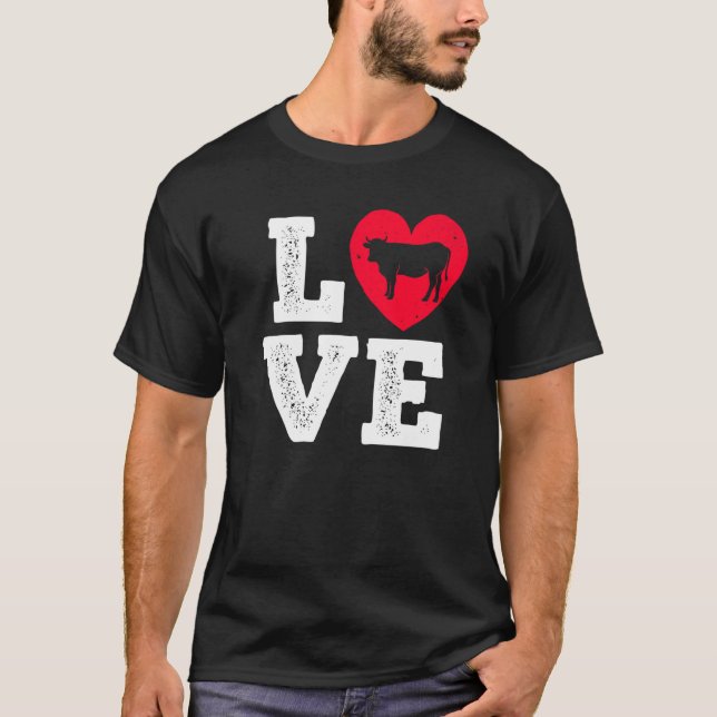 Camiseta Amo Vacas Granja Granjero Retro & (Anverso)