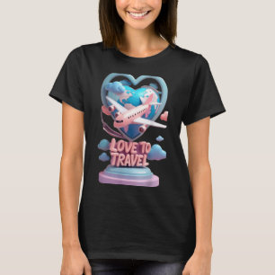 Camiseta Amo Viajar Diseño Divertido Unisex para Hombres Mu