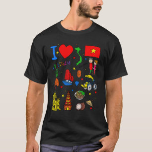 Camiseta Amo Vietnam Monumentos vietnamitas dibujados a man