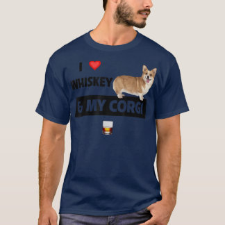 Camiseta Amo Whiskey y mi mamá Corgi Papá Perro Bebiendo S