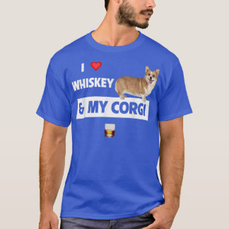 Camiseta Amo Whiskey y mi mamá Corgi Papá Perro Bebiendo S