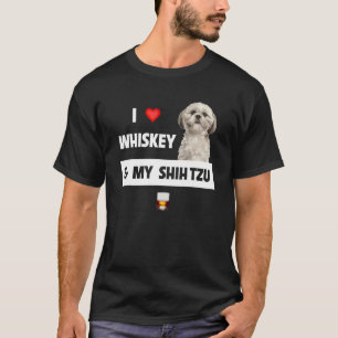 Camiseta Amo Whiskey Y Mi Mamá Shih Tzu Papá Perro Drinki