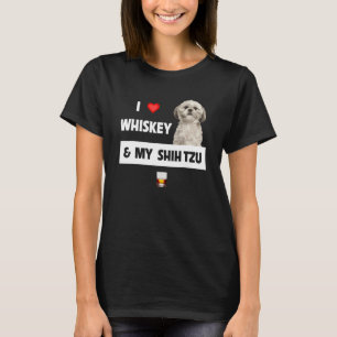 Camiseta Amo Whiskey Y Mi Mamá Shih Tzu Papá Perro Drinki