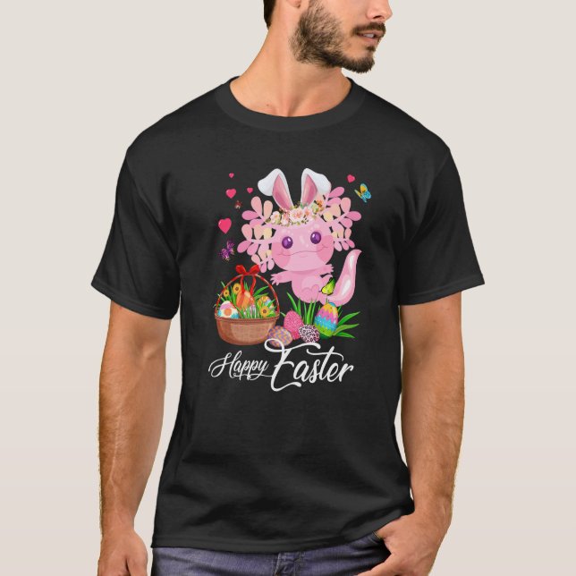 Camiseta Amojón lindo Axolotl con cesta de huevos de Pascua (Anverso)