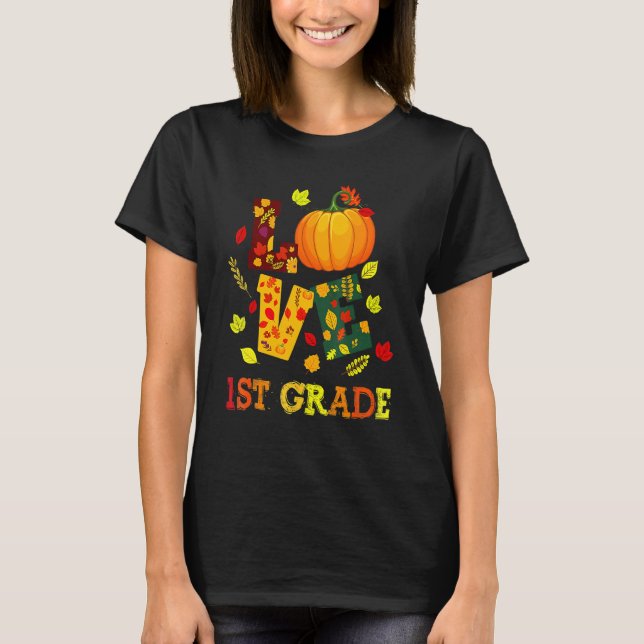 Camiseta Amor 1º grado Feliz otoño a profesor Stu (Anverso)