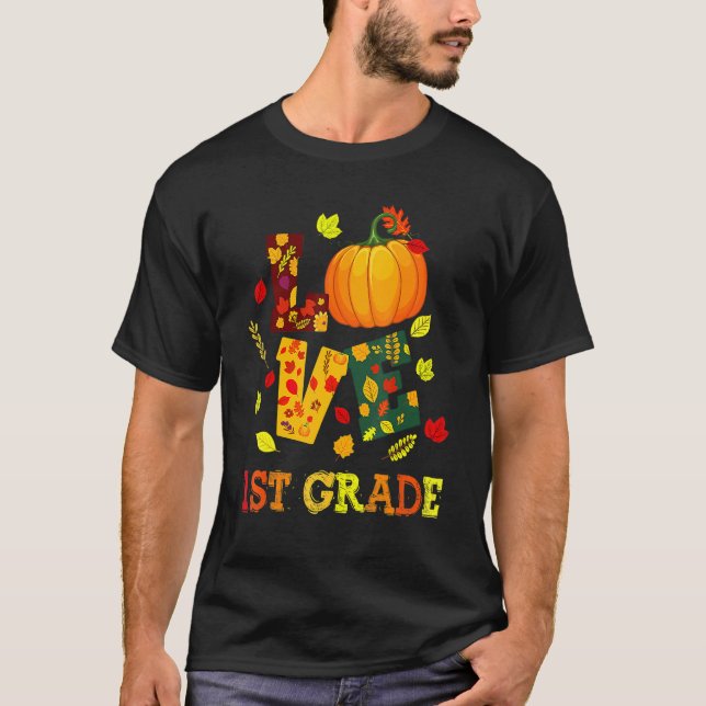 Camiseta Amor 1º grado Feliz otoño a profesor Stu (Anverso)