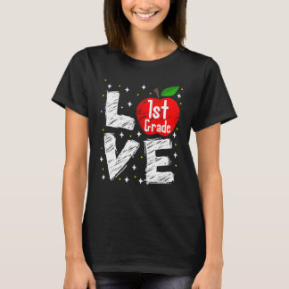 Camiseta Amor 1er Grado Manzana Divertido Regreso a la Escu
