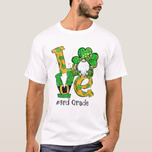 Camiseta AMOR 3º Grado Gnome Lucky Shamrock St Patrick's D