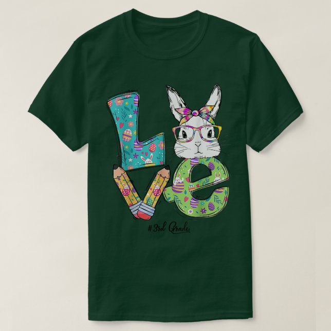 Camiseta AMOR 3º Grado Maestra Bunny Cute Easter Day T-Shi (Diseño del anverso)