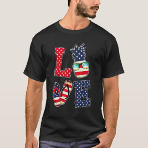 Camiseta Amor 4 de julio Bandera Americana Gafas de sol Piñ