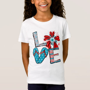 Camiseta Amor 4 de Julio Fuegos artificiales y Flip Flops