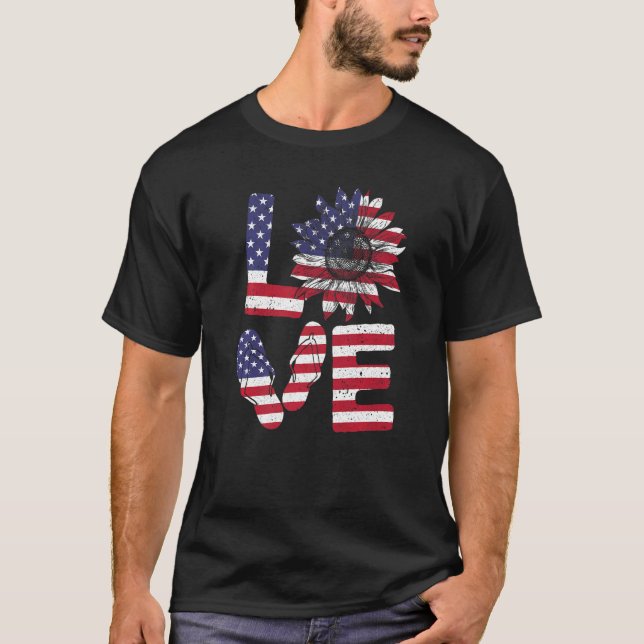 Camiseta Amor 4 De Julio Giro Giro Bandera Americana (Anverso)