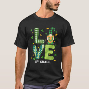 Camiseta Amor 5.º Grado Gnome St Patrick'S Day Green Plaid