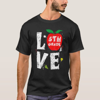 Camiseta Amor 5to Grado Lindos Maestros Manzana Estudiantes