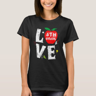 Camiseta Amor 5to Grado Lindos Maestros Manzanas Estudiante