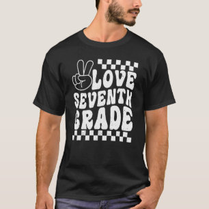 Camiseta Amor 7° Grado De Paz Hand Groovy Primer Día De Sch