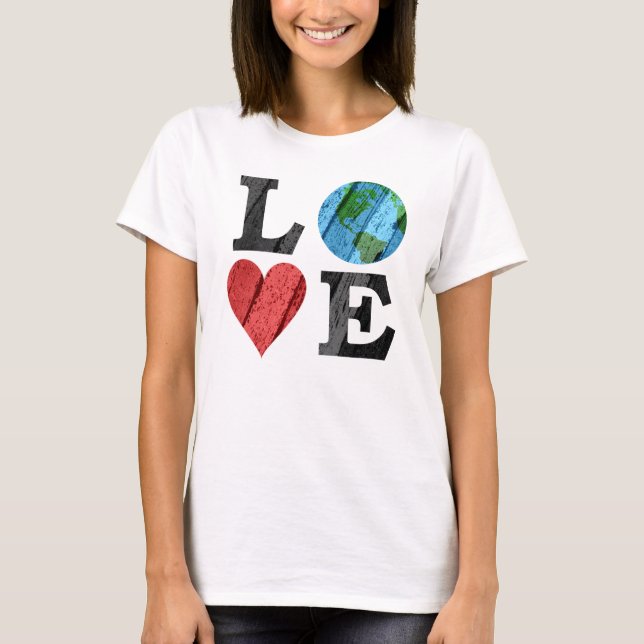Camiseta AMOR a la Tierra con corazón y tierra (Anverso)