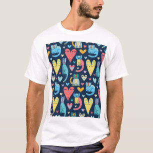 Camiseta Amor a los gatos: colorida inmaculada